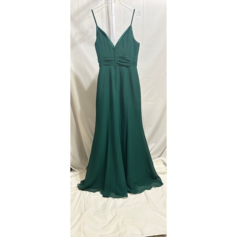 NWT Christina Wu Celebration Size 10 Chiffon Maxi Emerald Green Dress - Picture 11 of 12